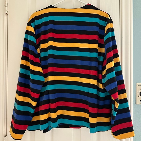 Leslie Fay Vintage 80’s Structured Blazer Cropped Striped Jacket 22WP - Picture 3 of 5